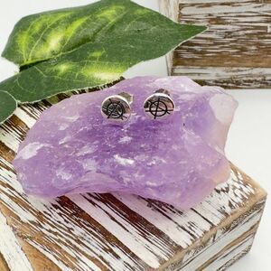 Punk Rock Anarchy Logo Sterling Silver Stud Earrings